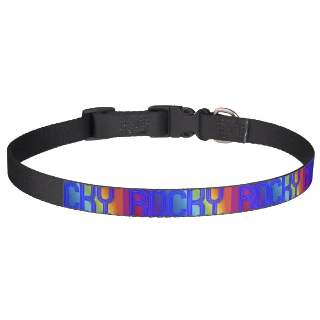 Large Dog Collar with Name Rocky (Front)