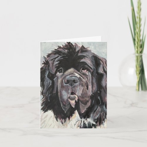 Large Dog Newfoundland Hand_Painted on Canvas Note Card