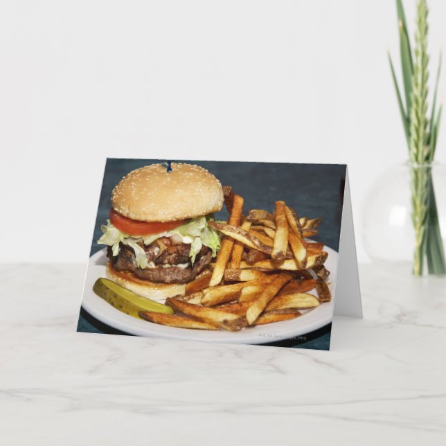 large double half pound burger fries and cola card (Front)