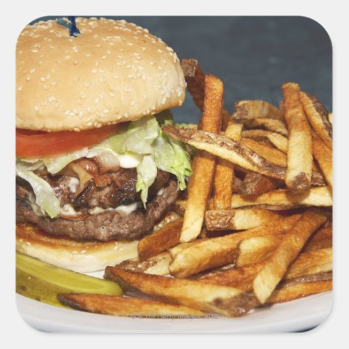 large double half pound burger fries and cola square sticker