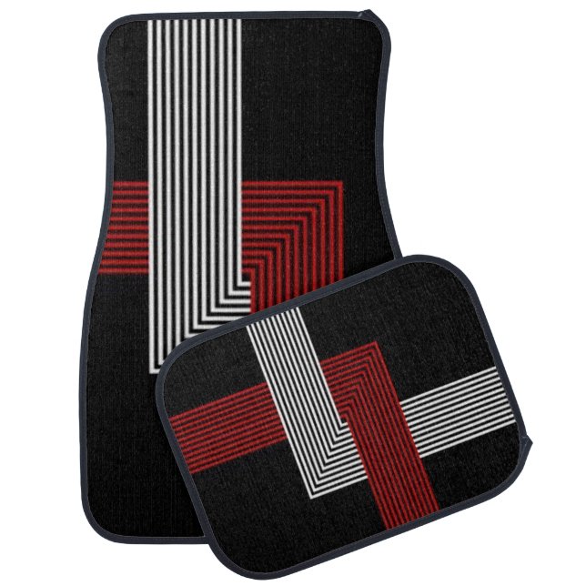Large Double Stripe Car Mats Full Set (set of 4) (Set)