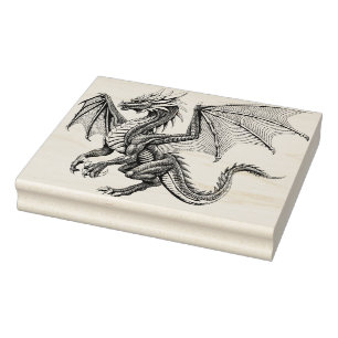 Large Dragon Wood Art Rubber Stamp