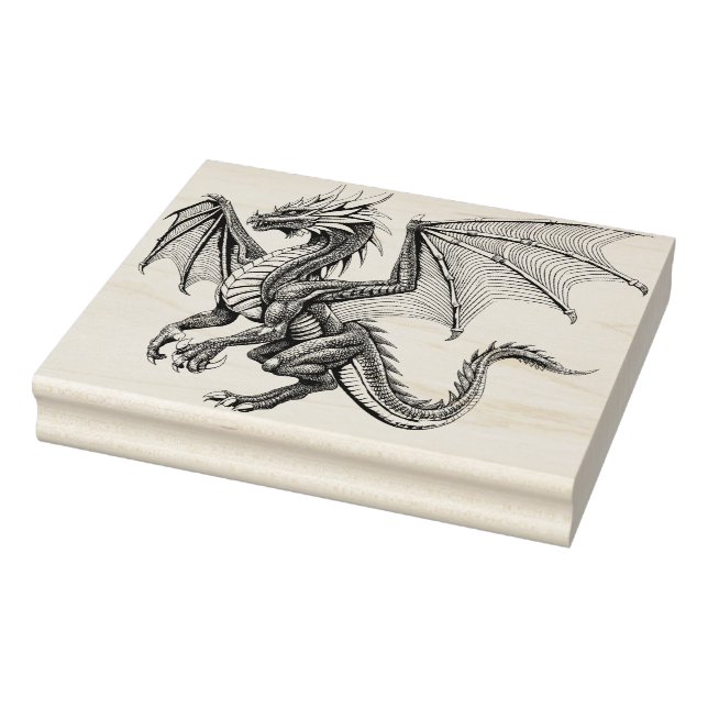 Large Dragon Wood Art Rubber Stamp (Stamp)