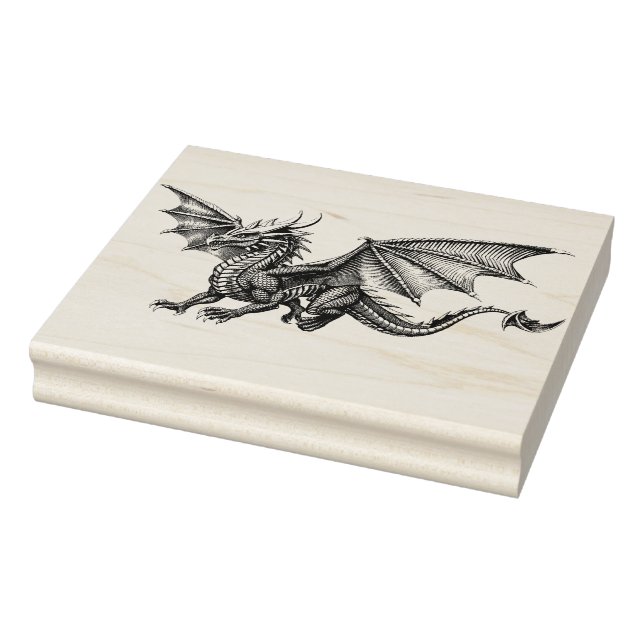Large Dragon Wood Art Rubber Stamp (Stamp)