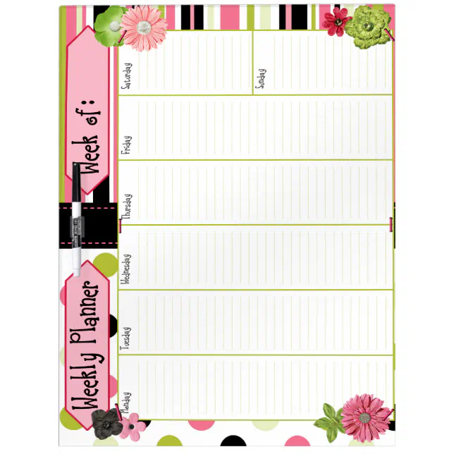 Large Dry Erase Board, Weekly Planner Dry Erase Board Zazzle