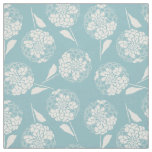 Large dusty blue dahlia floral block print fabric
