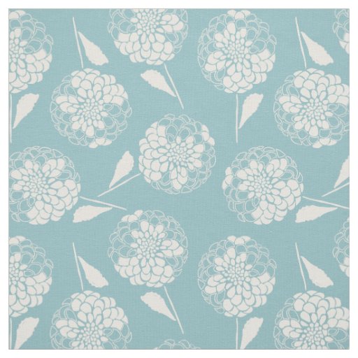 Large dusty blue dahlia floral block print fabric