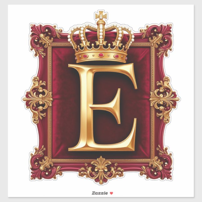 Large E Monogram on Red Velvet Sticker (Sheet)