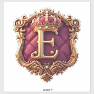 Large E Monogram on Red Velvet Sticker