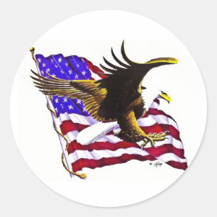 Large Eagle & Flag Classic Round Sticker