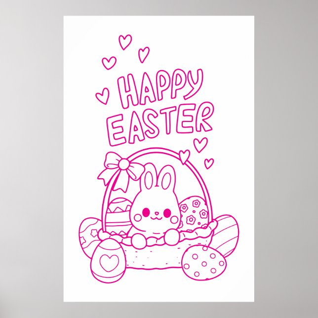 Large Easter Coloring Fun-Perfect for Kids & Adult Poster (Front)