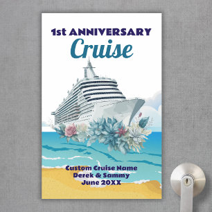 Large Editable 1st Anniversary Cruise Cabin Door Magnetic Dry Erase Sheet
