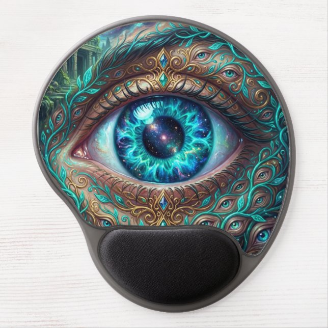 Large Electric Blue Eye In Fantasy Scene Gel Mouse Pad (Front)