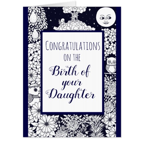 Large Elegant Floral Congratulations on New Baby Card