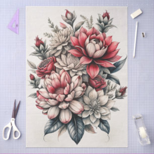 Large Elegant Floral Furniture Decoupage Tissue Paper