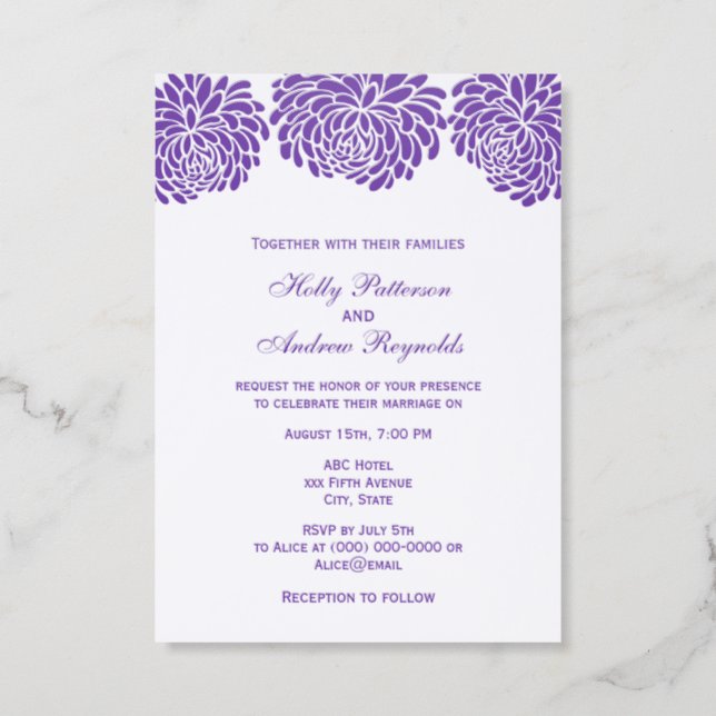 Large Elegant Flowers Wedding Couple  Letterpress Photo Cards (Front)