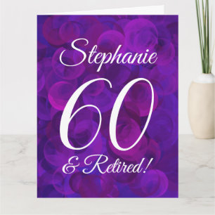 Large Elegant Purple 60 Happy Retirement Card