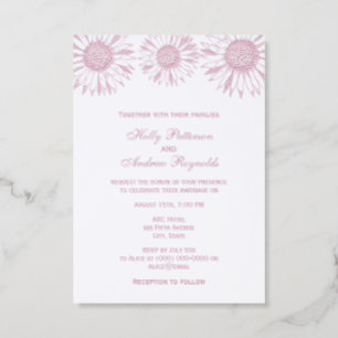 Large Elegant Sunflowers Wedding Couple Letterpress Photo Cards