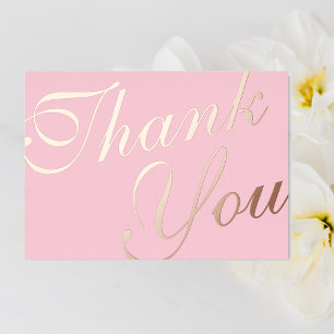 Large Elegant Thank You Pastel pink background Foil Invitation
