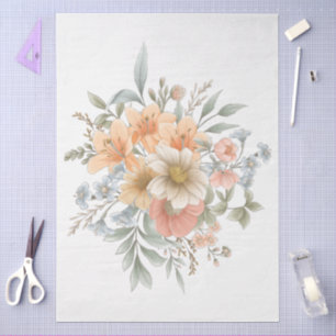 Large Elegant Watercolor Floral Bouquet Decoupage Tissue Paper