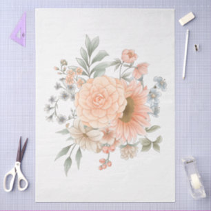 Large Elegant Watercolor Floral Bouquet Decoupage Tissue Paper