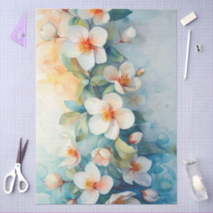 Large Elegant Watercolor Jasmine Decoupage Tissue Paper