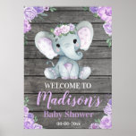 Large Elephant Welcome Sign, Girl Shower Poster at Zazzle