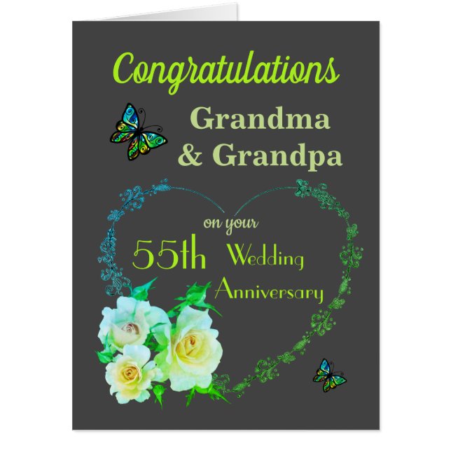 Large Emerald Grandma & Grandpa Anniversary Card (Front)