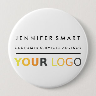 Large Employee Name Badge Custom Logo Staff Button