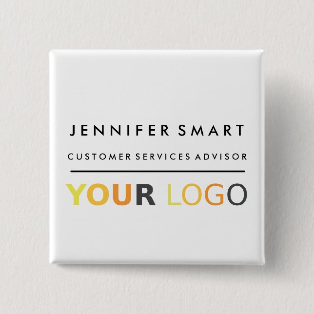 Large Employee Name Badge Custom Logo Staff Button (Front)
