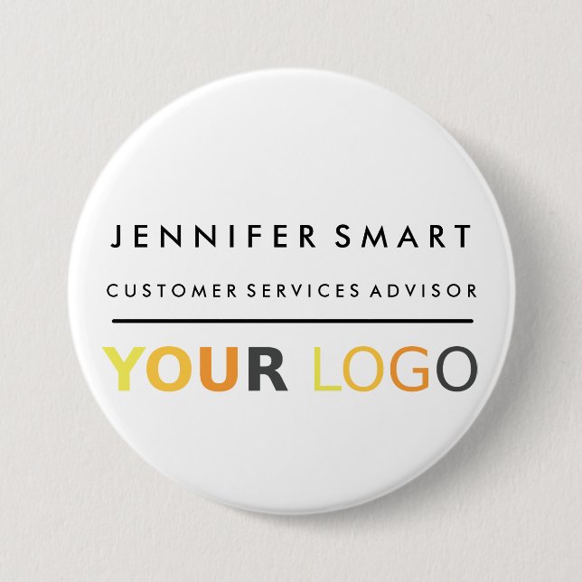 Large Employee Name Badge Custom Logo Staff Button (Front)