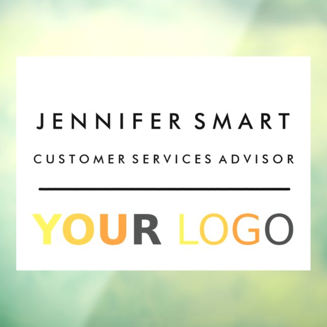 Large Employee Name Badge Magnet Custom Logo Staff Window Cling (Sheet 3)
