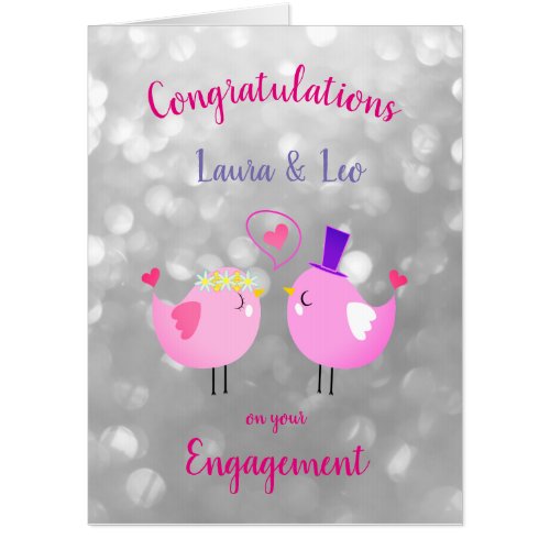 Large Engagement sparkly design Card