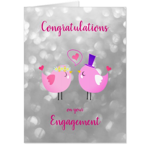 Large Engagement sparkly design Card