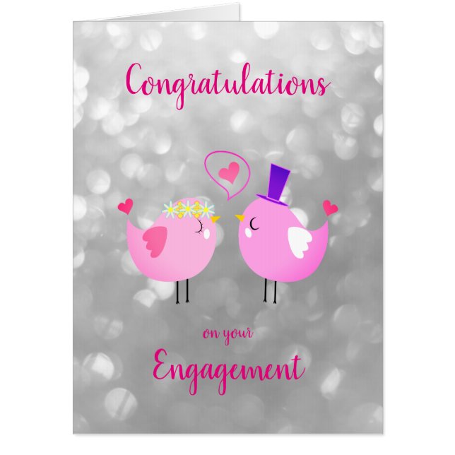 Large Engagement sparkly design Card (Front)