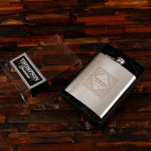 Large Etched 18 oz. Stainless Steel Whiskey Flask (Front)