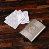 Large Etched 18 oz. Stainless Steel Whiskey Flask (Front)