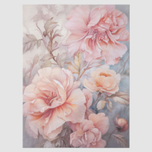 Large Ethereal Pink Floral Bouquet Decoupage Tissue Paper
