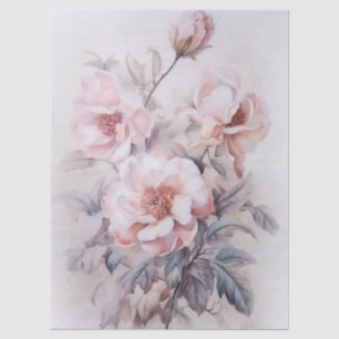 Large Ethereal Pink Floral Bouquet Decoupage Tissue Paper