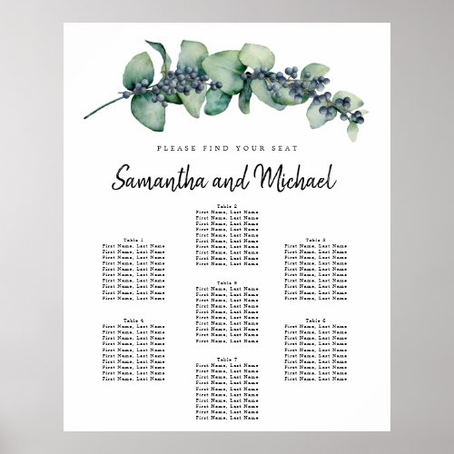 Large Eucalyptus Berry 7_Table Seating Chart