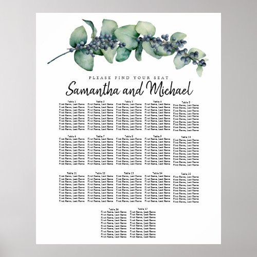 Large Eucalyptus Botanical 17_Table Seating Chart