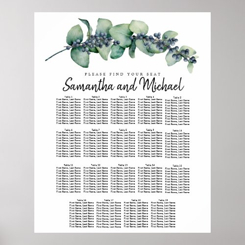 Large Eucalyptus Botanical 19_Table Seating Chart