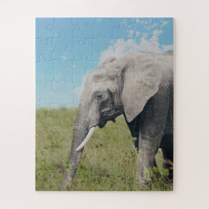 Large Exotic Gray Elephant Walking Jigsaw Puzzle
