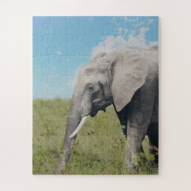 Large Exotic Gray Elephant Walking Jigsaw Puzzle (Vertical)