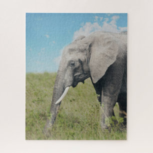 Large Exotic Grey Elephant Walking Jigsaw Puzzle