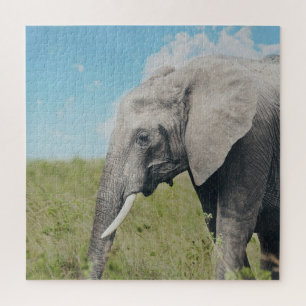 Large Exotic Grey Elephant Walking Jigsaw Puzzle