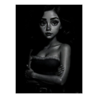 Large-eyed young woman poster
