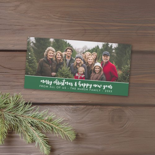 Large Family Photo Panoramic _ Minimal _ green Holiday Card