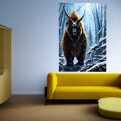 Large fantasy bear beast  AI Art Poster