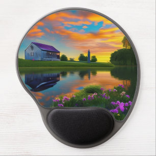 Large farmhouse purple roof at sunset gel mouse pad